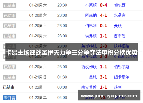 卡昂主场迎战圣伊天力争三分争夺法甲积分榜优势